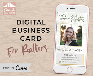 Realtor Digital Business Card with Live CLICKABLE Links! Real Estate Agent Template