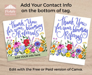 Realtor Pop By Tag, Flowers Real Estate Referral Business Appreciation Gift Tags Template