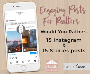 Would You Rather Real Estate Templates, Social Media Engagement Real Estate Marketing, 15 Instagram Posts & 15 Stories Posts Realtor IGP011