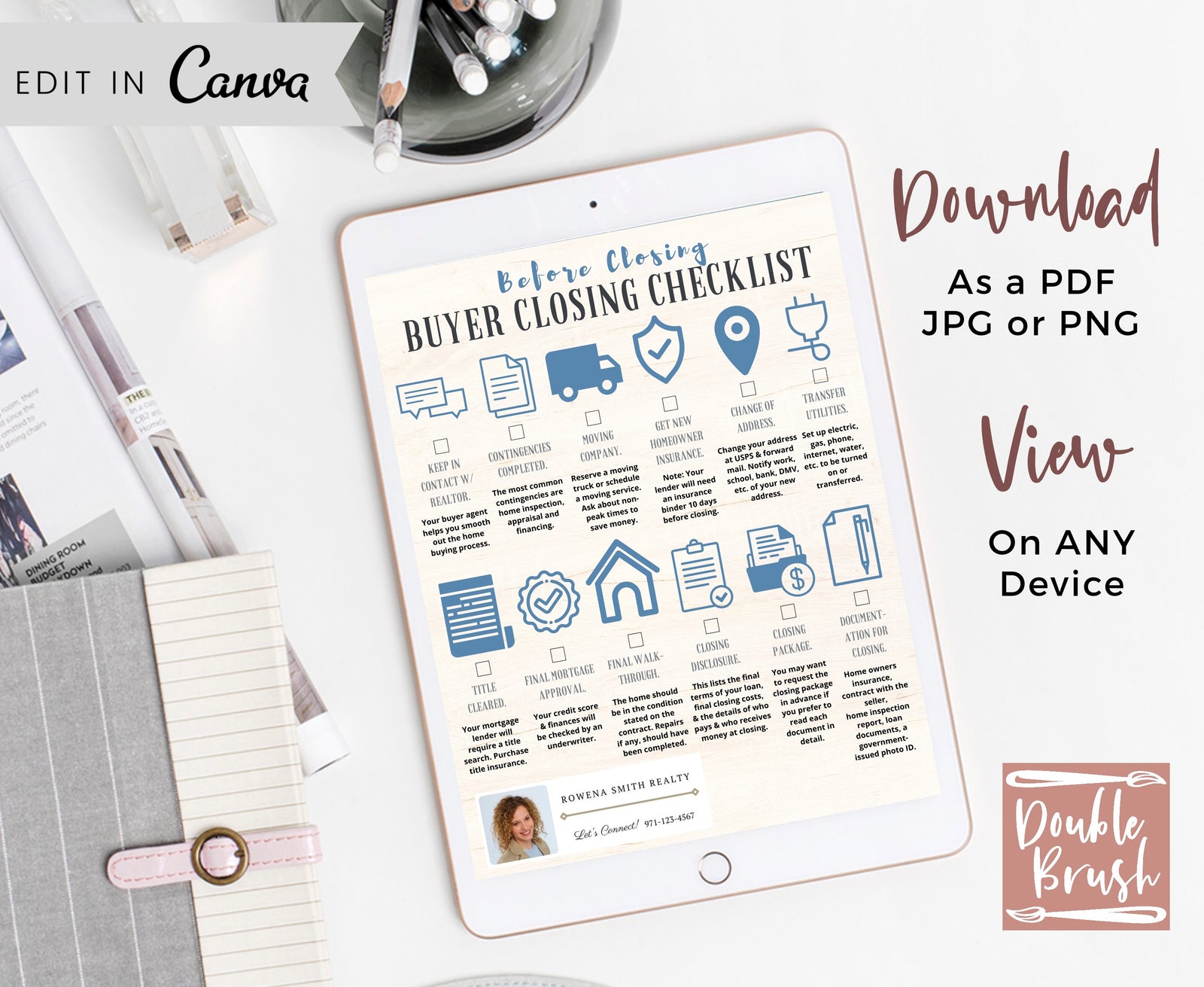 Modern Real Estate Buyer Checklist Bundle, 5 Editable Canva Templates