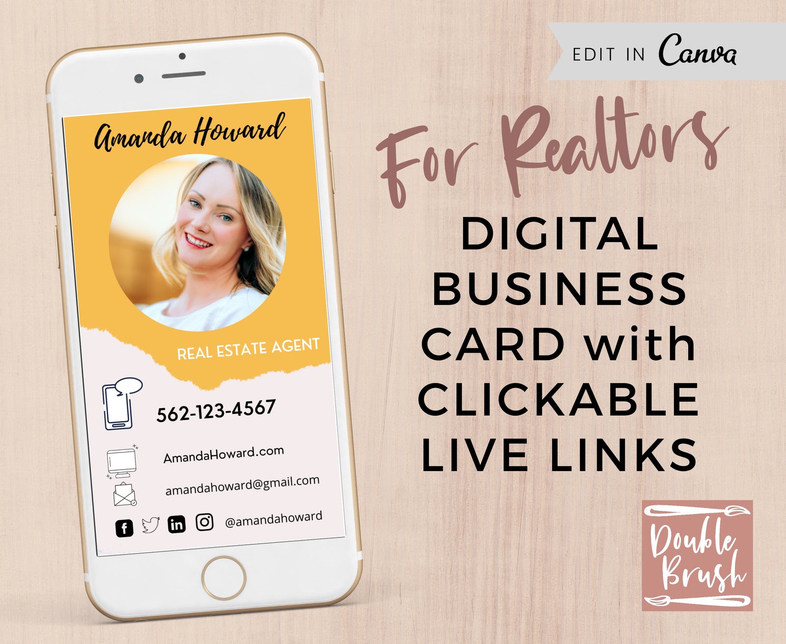 Real Estate Digital Business Card Canva Template with CLICKABLE Live Links