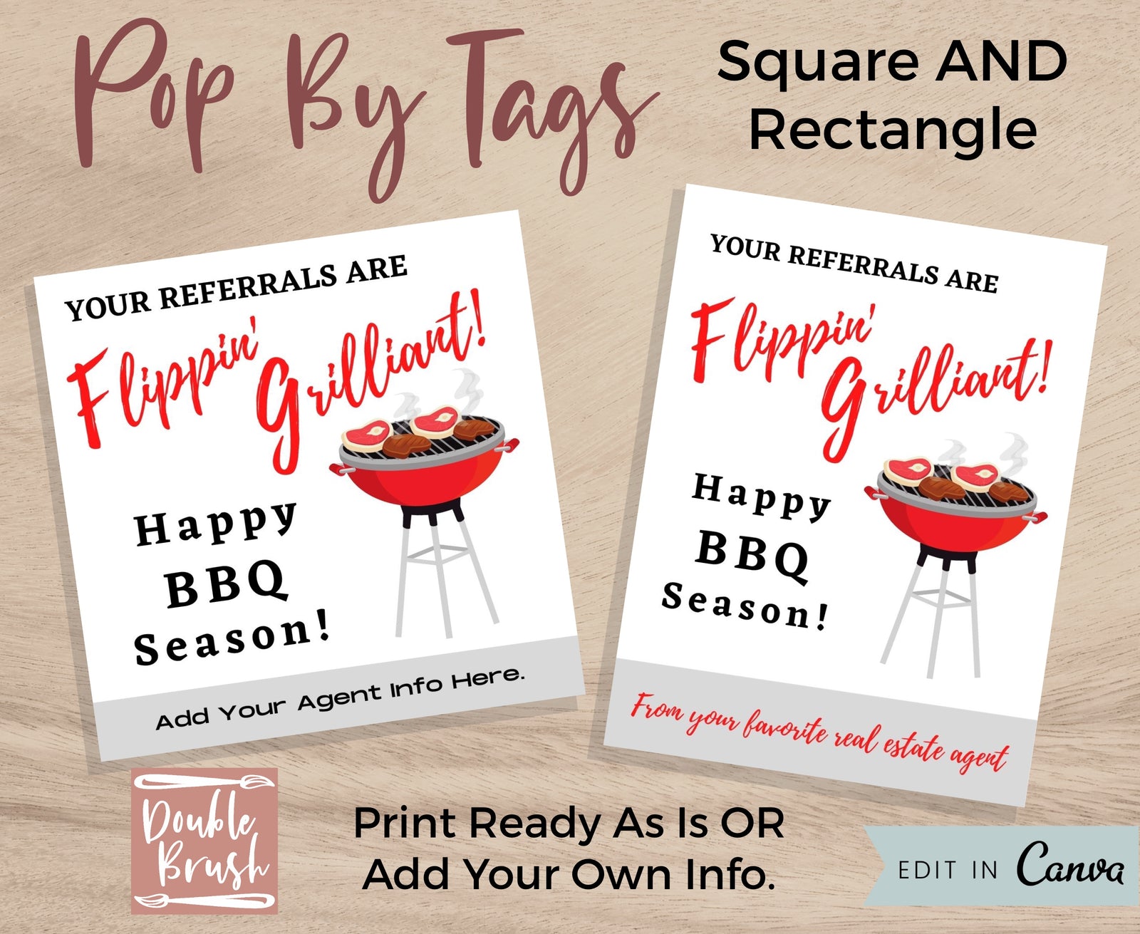 BBQ Pop By Tags, Printable Real Estate Marketing Gift Tag for Referrals