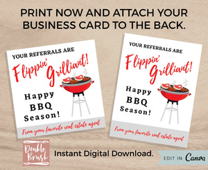 BBQ Pop By Tags, Printable Real Estate Marketing Gift Tag for Referrals