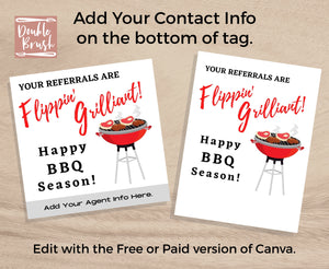 BBQ Pop By Tags, Printable Real Estate Marketing Gift Tag for Referrals