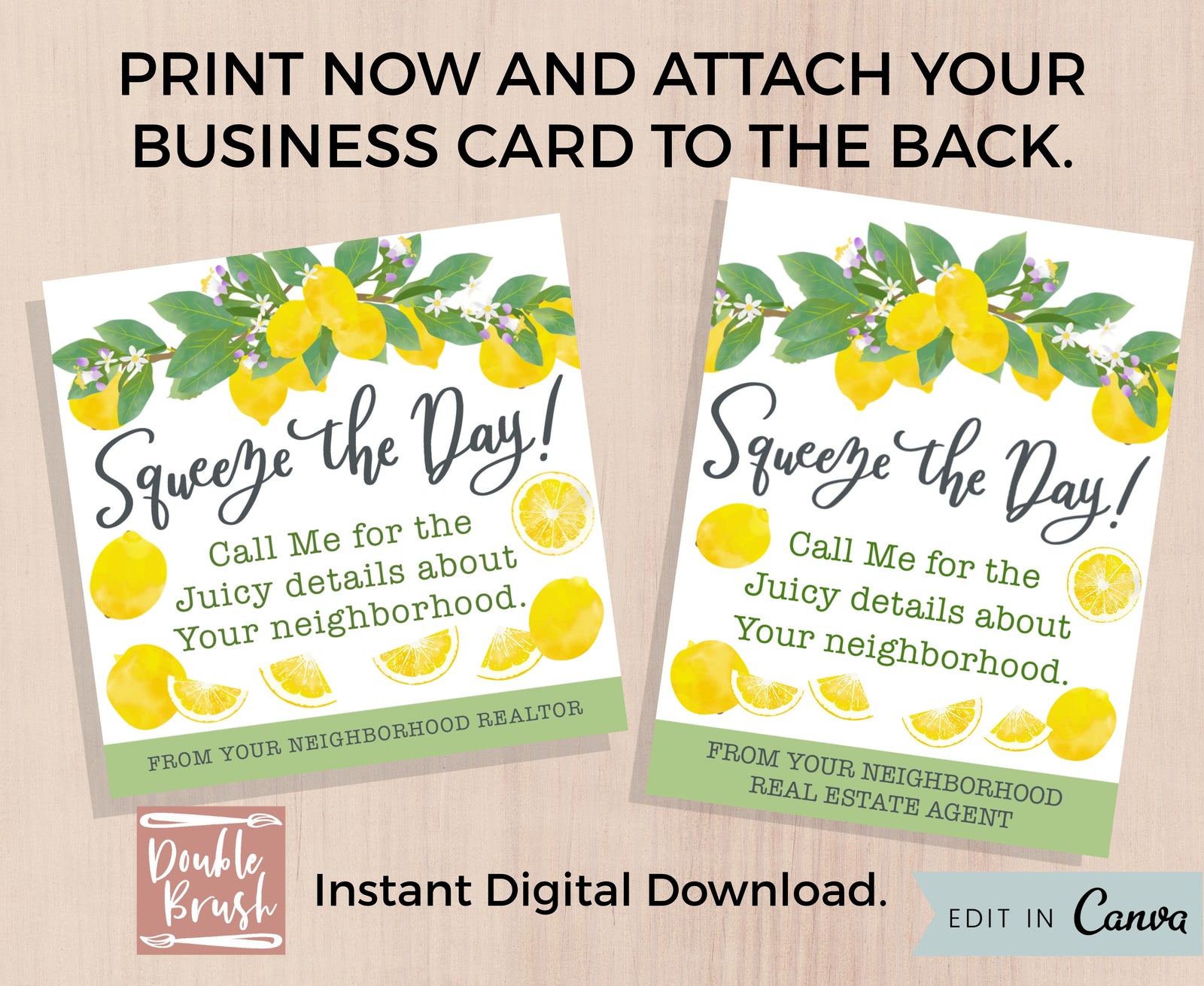 Lemon Pop By Tags, Printable Real Estate Marketing Digital Download