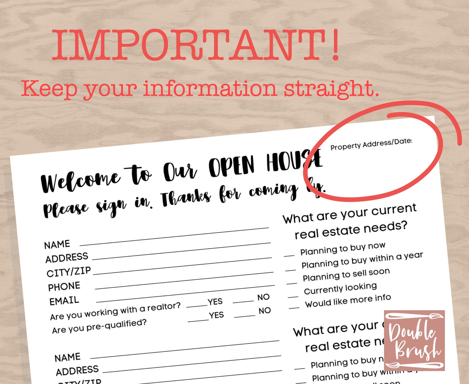 Real Estate Open House Sign In Sheet, Realtor Flyer Template