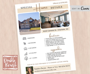 Real Estate For Sale, Just Listed, Home Features, Open House Flyer Template