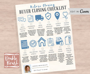 Buyer Closing Checklist, Real Estate Home Buyer's Checklist Template