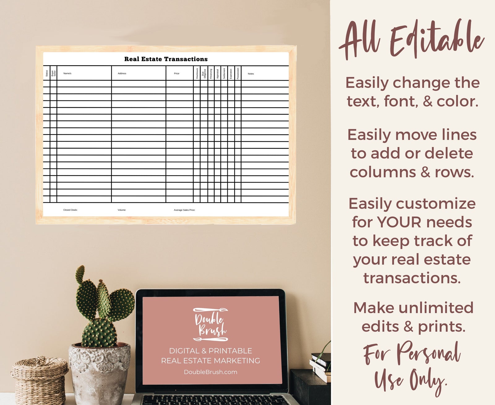 Acrylic Real Estate Transaction Pipeline Board, DIY Editable Canva Template & print with VistaPrint