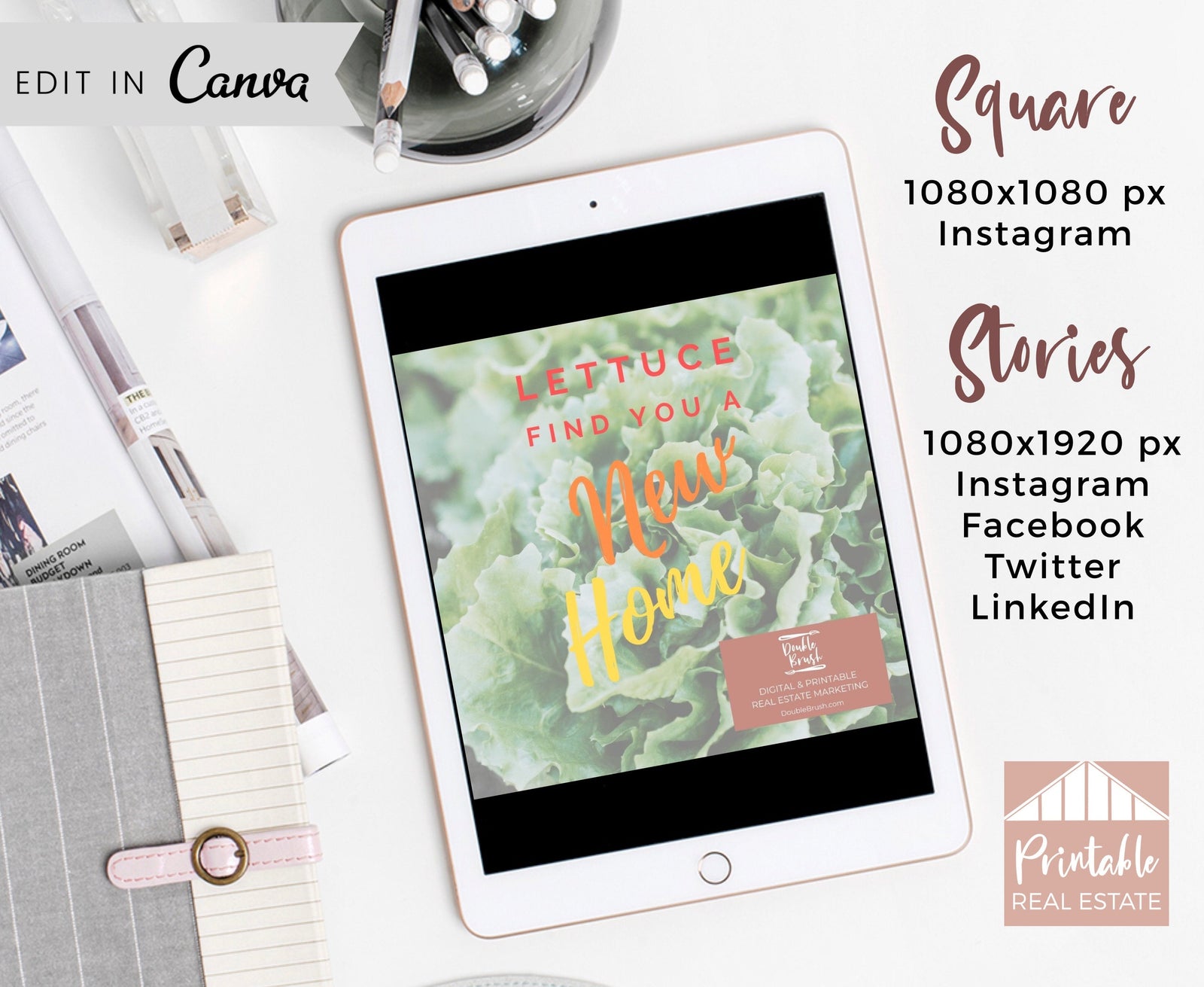 Instagram Stories Real Estate Marketing Video, Vegetarian Animated Template, Video Animation Facebook Real Estate Digital Download REV015