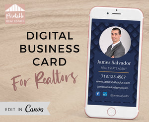 Man Business Card for Real Estate Agents, Modern Realtor Digital Business Card Template