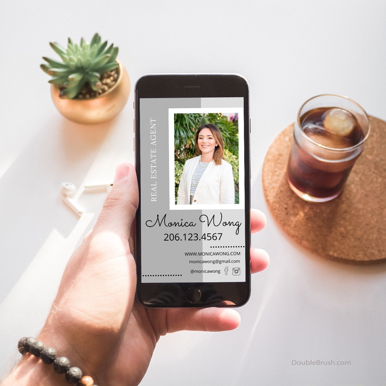 Real Estate Business Card Digital, Editable Canva Template with Live Links