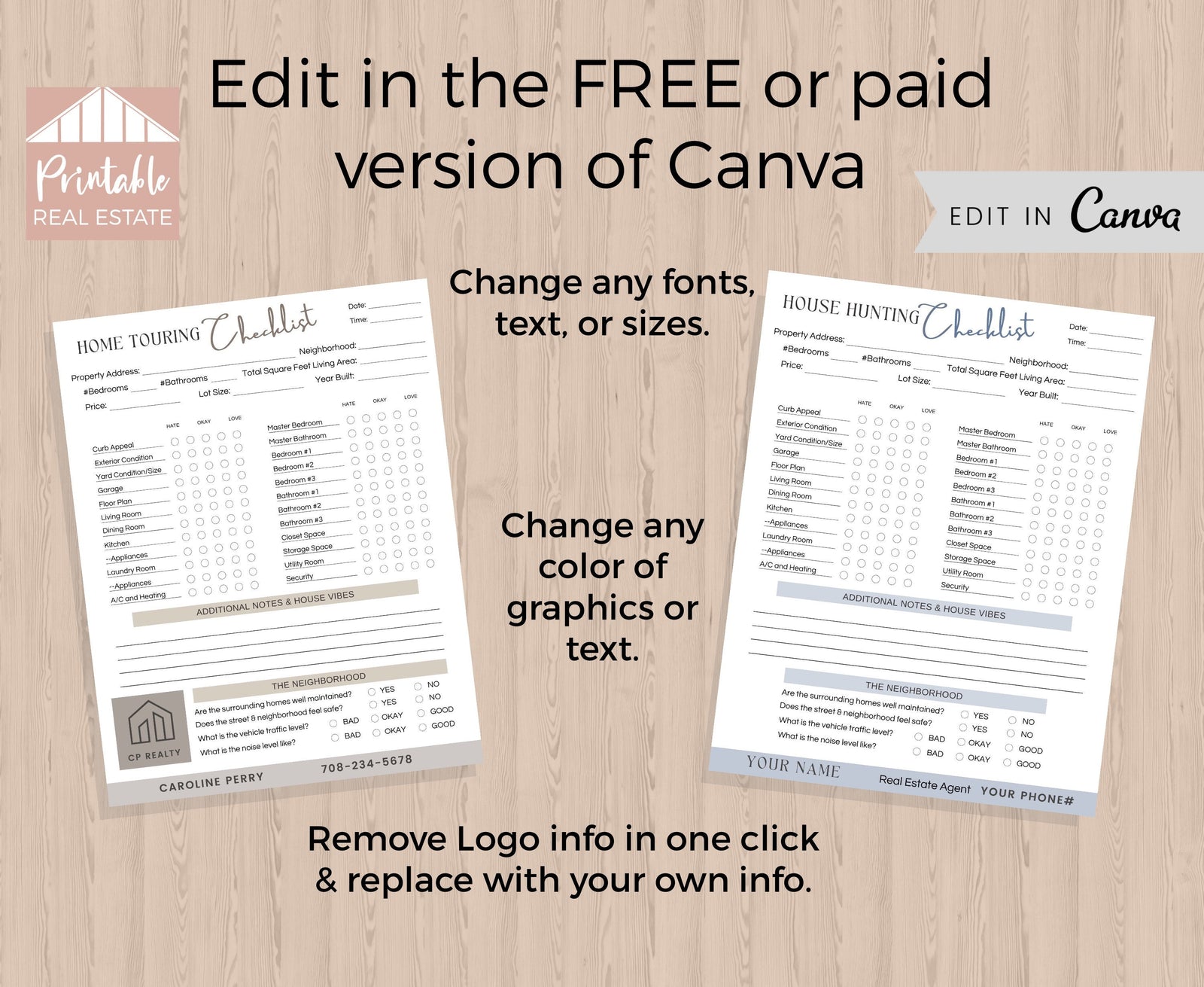 House Hunting Checklist, Home Touring Checklist, Real Estate Marketing Flyer Template