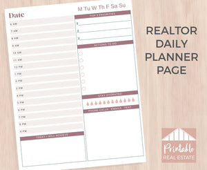 Real Estate Daily Planner, Realtor Planner Real Estate Planning, Real Estate Planner Printable, Real Estate Agent Day Planner Page SPP010