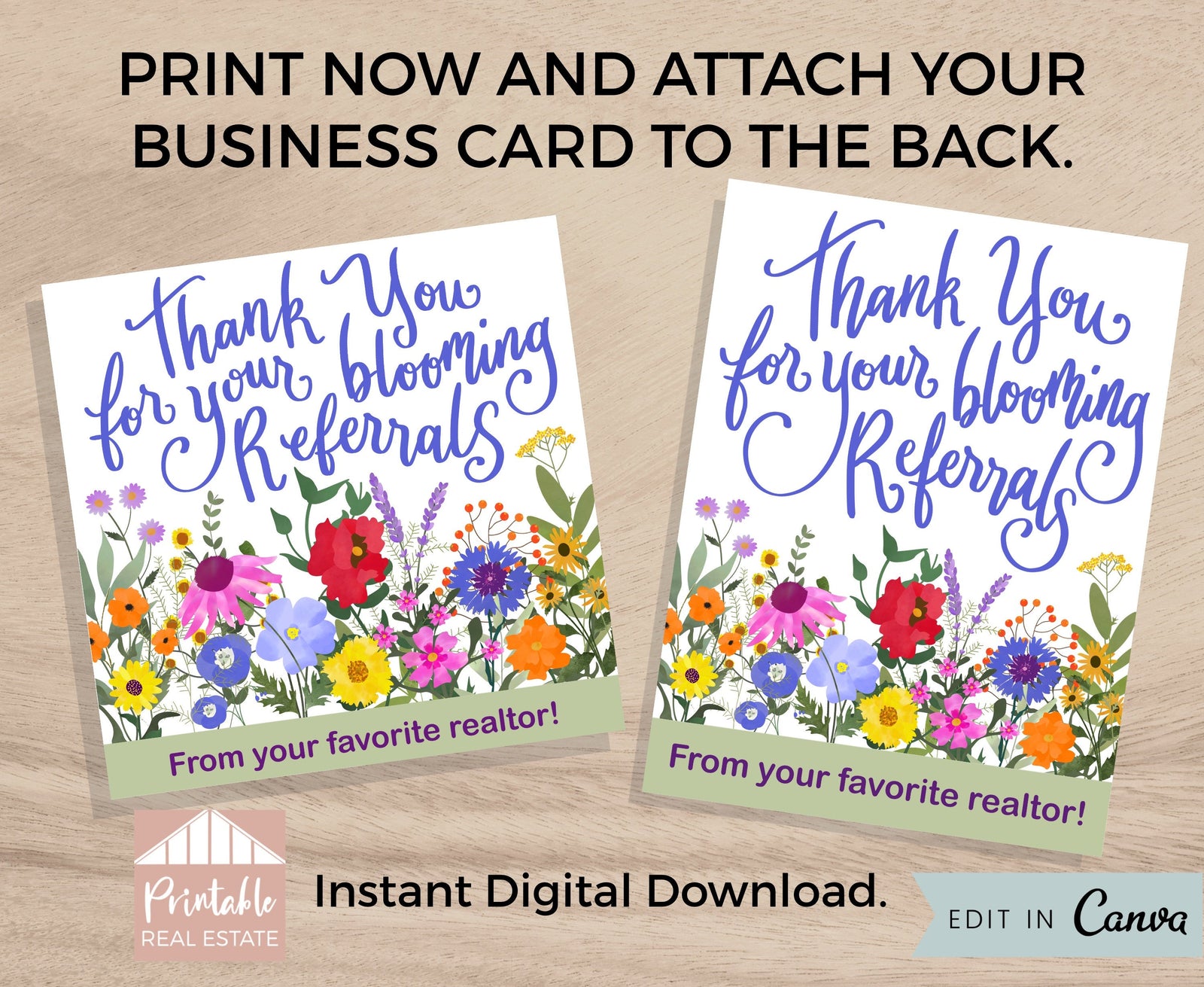 Realtor Pop By Tag, Flowers Real Estate Referral Business Appreciation Gift Tags Template