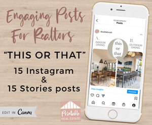This or That Real Estate Editable Canva Templates for Instagram Posts & Stories Quiz Games