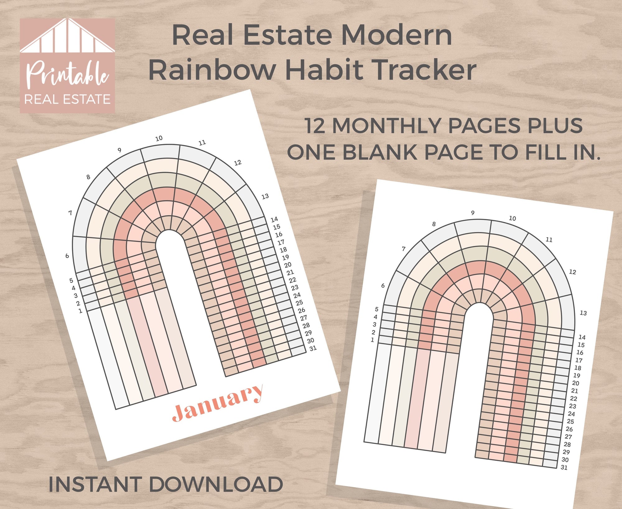 Real Estate Planner Printable Habit Tracker Download, Realtor Planner Pages Rainbow Planner Refills, Monthly Habit Planner Inserts MPP011