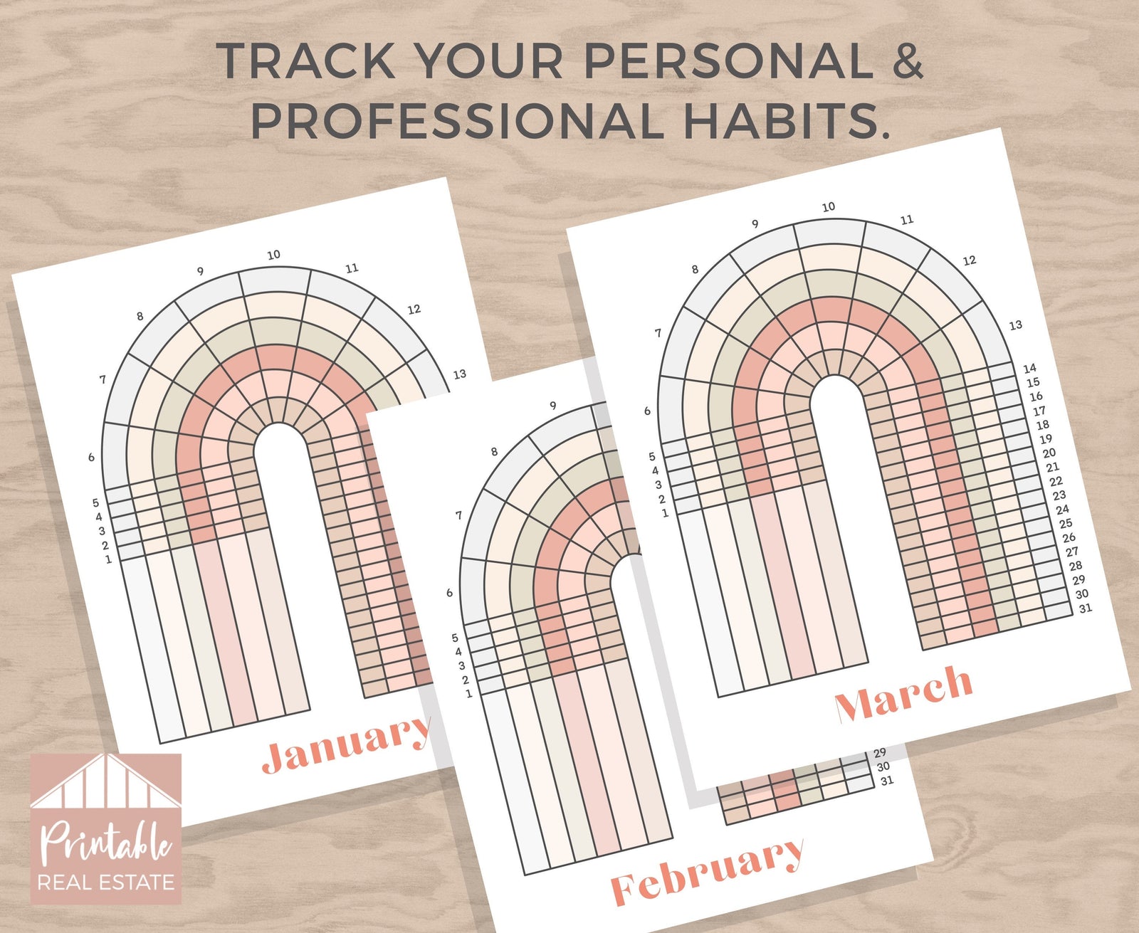 Real Estate Planner Printable Habit Tracker Download, Realtor Planner Pages Rainbow Planner Refills, Monthly Habit Planner Inserts MPP011
